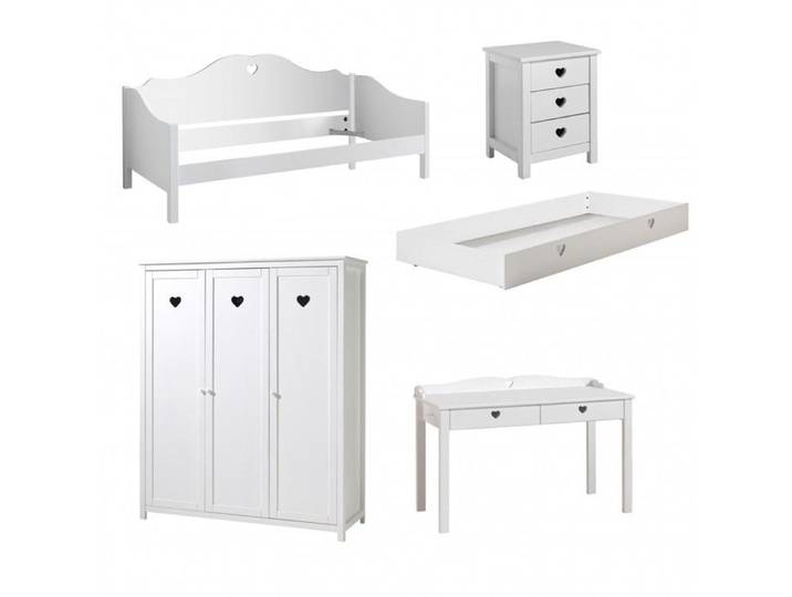 MILADY - Chambre 90x200cm Lit Banquette + Armoire 3P + Bureau