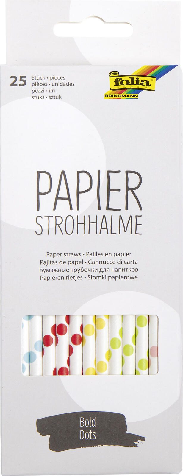 folia Strohhalme BOLD DOTS farbsortiert gepunktet 12593