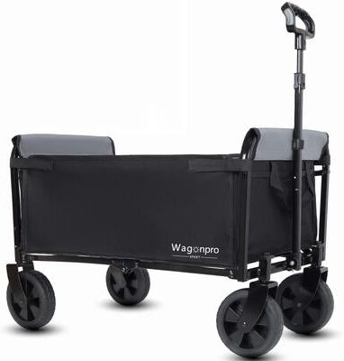 Kodotan sofa All-in-One Convertible Folding 4-Wheel Trolley with Bench Seat and Dog Leash - Heavy Duty Foldable Utility Trolley for Camping