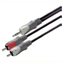 Scanpart audio kabel 3.5mm jack naar 2xRCA, 3,0m, Zwart