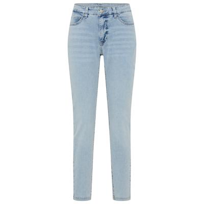 Skinny-fit-Jeans MAC "Dream Skinny", Damen, Gr. 34, Länge 32, blau (aqua blau random wash), Jeans, Obermaterial: 91% Baumwolle, 6% Polyester, 3% Elasthan, sehr figurbetont lang, Jeans, in hochelastische Qualität für den perfekten Sitz