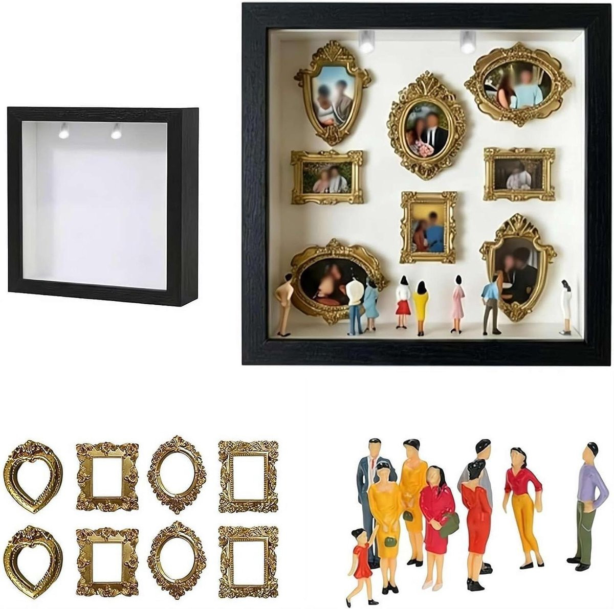 Mini Museum Fotolijst Schaduwbox met LED Verlichting - Zwart