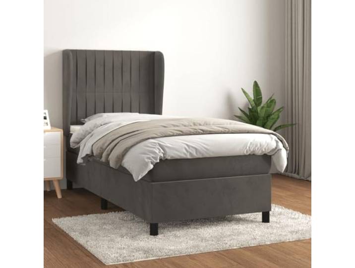 RJPLMFV Bettgestell, Velours, Dunkelgrau, 80 x 200 cm Verstellbarer Kopf, Taschenfederkernmatratze, Rückenstütze, Premium-Komfort