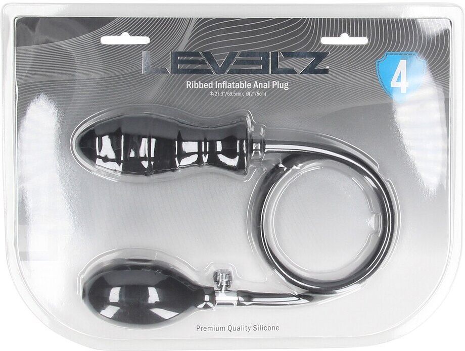 Levelz Plug anal en silicone gonflable à stries - Noir