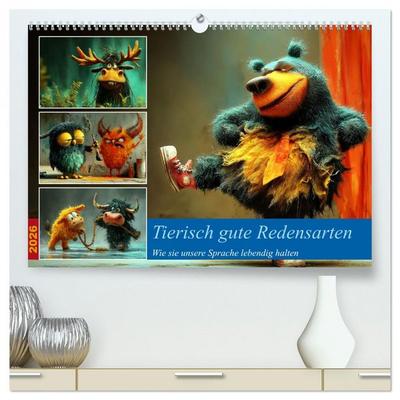 Tierisch gute Redensarten (hochwertiger Premium Wandkalender 2026 DIN A2 quer), Kunstdruck in Hochglanz