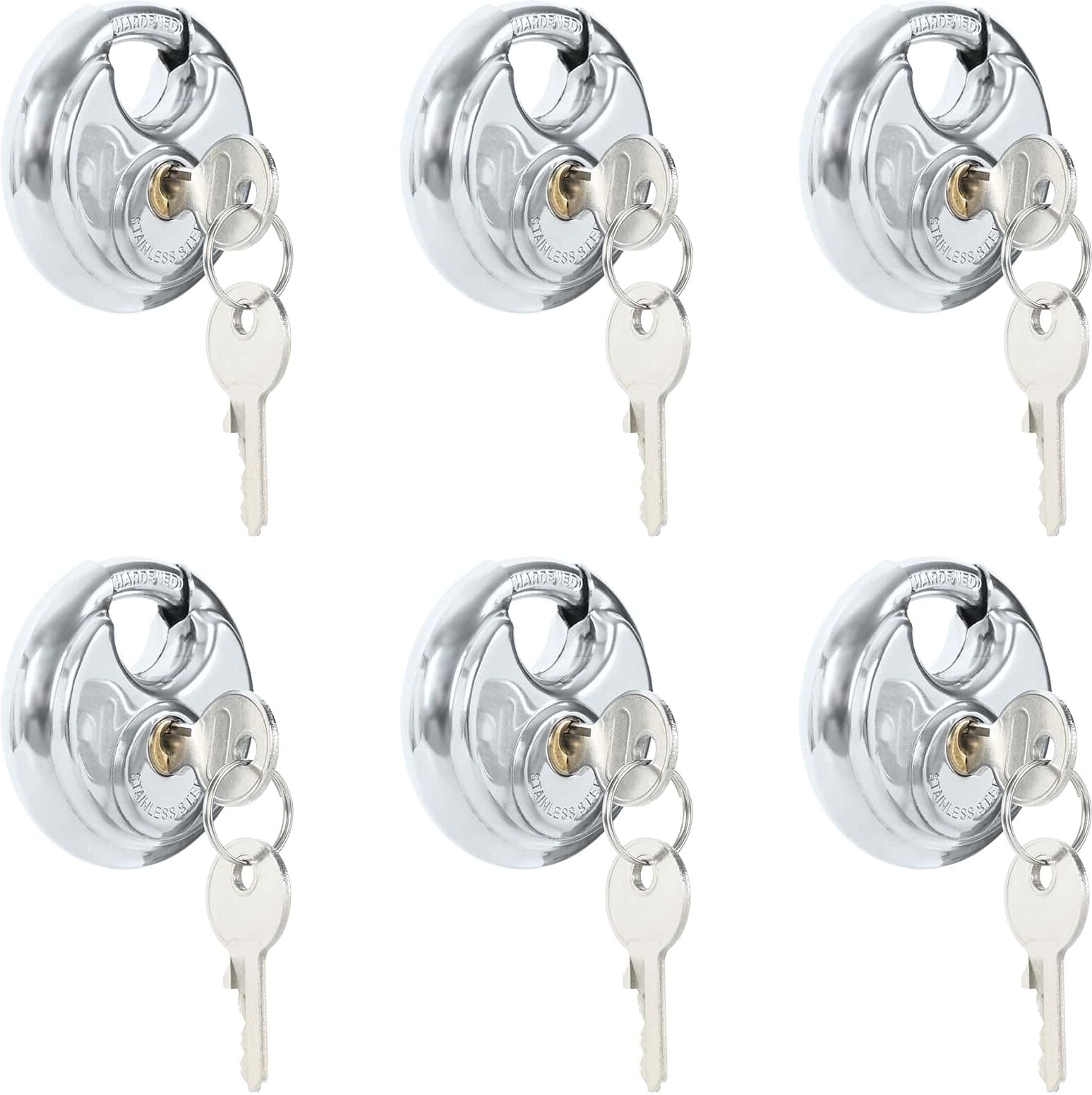 vidaXL Serrures Discus avec Clés 6 pièces Argenté 6 x 2.3 x 6 cm