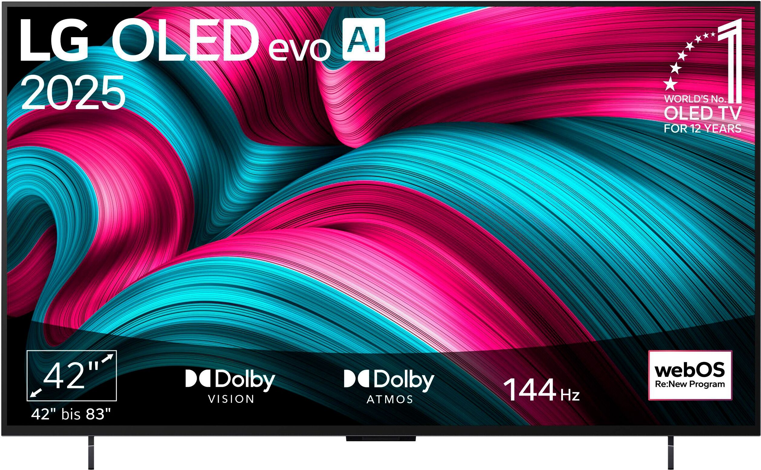 LG OLED-Fernseher "OLED42C5ELB", Energieeffizienz: G (A-G), grau (grau, schwarz), 42, Fernseher