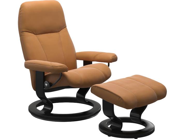 Relaxsessel STRESSLESS Consul , braun (new caramel), B:76cm H:100cm T:71cm, Sessel, Relaxsessel, mit Classic Base, Größe M, Gestell Schwarz