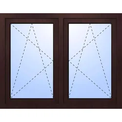 Kunststoff Fenster 2-flügelig symm Dreh-Kipp/Dreh-Kipp HENRY fester Pfosten 2-fach verglast Mahagoni holzähnlich innen öffnend Seitenunabhängig