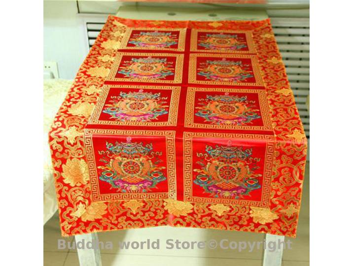 120 cm gros Tibet article bouddhiste famille Temple huit symboles de bon augure culte autel bouddha statue nappe tapis coussin