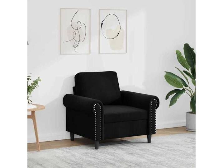 Noir Fauteuil Noir 60 cm Velours - Canapés H5998