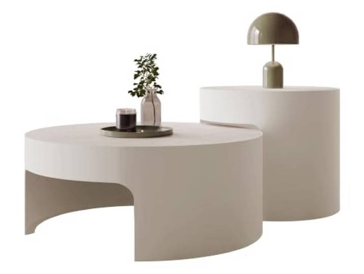 Mirjan24 Rund Couchtisch Viveri 2er Set (C+T/C+T) Moderne Beistelltische fürs Wohnzimmer mit ABS-Kanten und pulverbeschichtetem Stahlgestell. Inklusive 2 Wohnzimmertisch