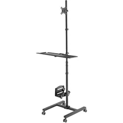 Digitus Mobiler Arbeitsplatz (Stange, 32", 8 kg), Monitor Halterung, Schwarz