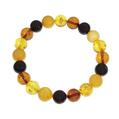 Armband OSTSEE-SCHMUCK "- Kugel 10 mm - Bernstein -" Gr. 19, bunt (mehrfarbig), Armbänder, Damen, Bernstein, Armband