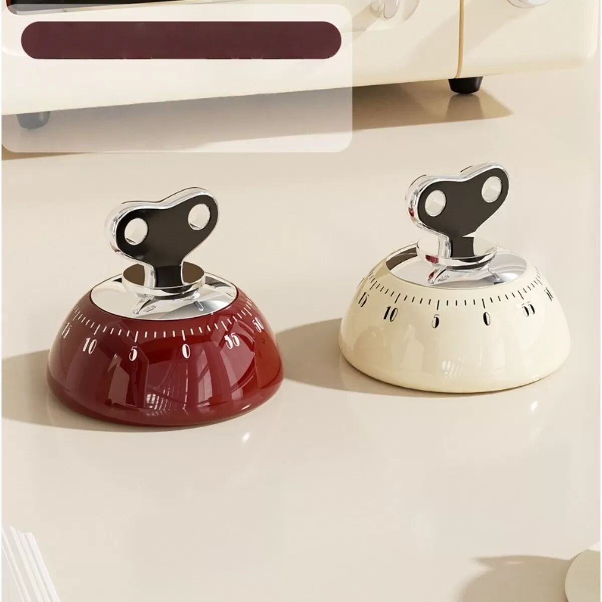 INF 2er-Set Minimalistische Magnetische Küchen-Timer: Elegante Koch-Countdown-Uhr Weiß+Rot
