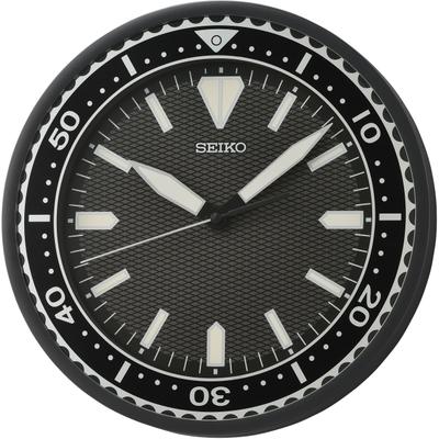 Wanduhr SEIKO "QXA791K", schwarz, Wanduhren, Ø 30cm, Wanduhr, Quarzuhr,Wohnzimmer,Küche,Büro, Flur,Jugendliche,Leuchtindizes