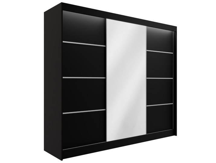 KLEIDERSCHRANK PAOKI mit LED - 250 cm - Schwarz