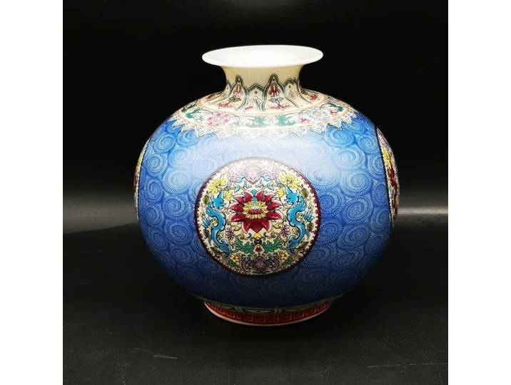 Jingdezhen céramique émail boule motif grenade Zun Vase Antique porcelaine décoration de la maison ornement