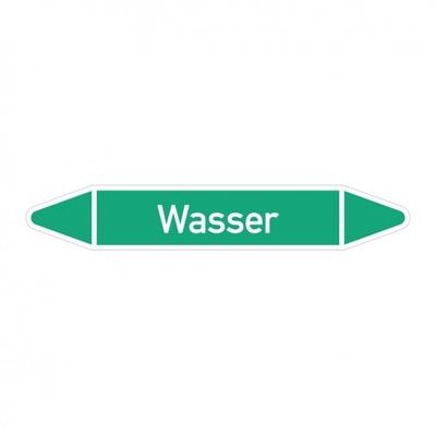 Aufkleber I RKZ-Etikett Wasser,DIN 2403,grün/weiß,für Ø 60-90mm,310x52mm,3/Bogen