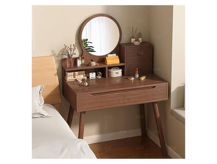 GLMGBP Kleiner Schminktisch für Schlafzimmer, Kleiner Schminktisch, Schminktisch mit Schubladen, Mehrere Stauräume, stabile Struktur, hohe Tragfähigkeit, Geeignet für Schlafzimmer und kleine Räume