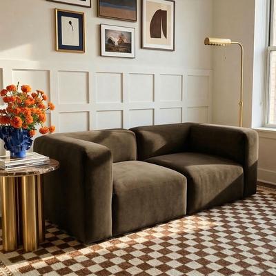 Housely Modular Performance Velvet 2-Seat Sectional Sofa with Deep Seating for Apartments and Small Living Spaces