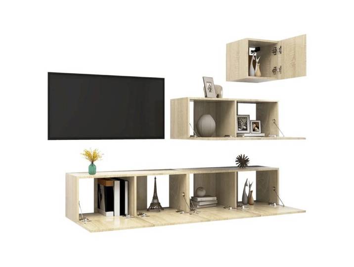 Composition meuble TV - Ensemble de meubles TV 4 pcs - - Chêne Sonoma - bois d'ingénierie - 30 5 x 30 x 30 cm 451678
