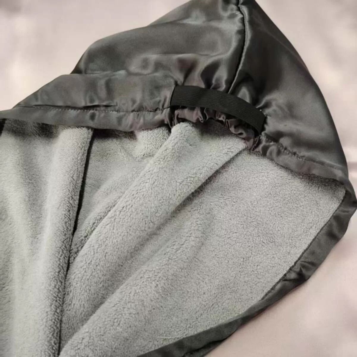INF Seidenes Schnelltrocknendes Haarhandtuch-Wrap – Super Saugfähiger & Schnell Trocknender Haarturban Dunkelgrau