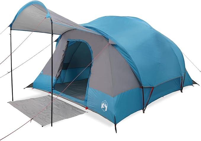 Tunnel-Familienzelt 8 Personen Grün, 185T Polyester Polyurethanbeschichtet, wasserdicht & Winddicht, mit Sonnendach und 2 Schlafkabinen - ideal für Camping, Festival & Outdoor