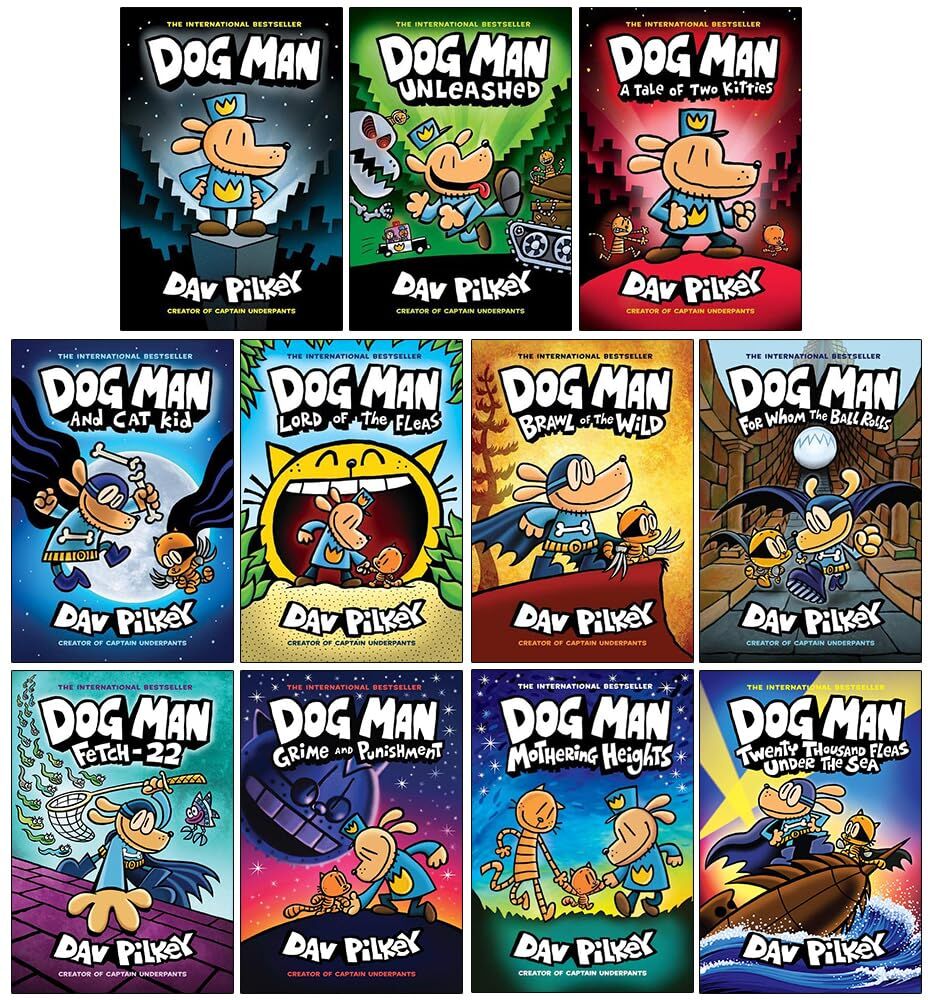 Scholastic Dog Man Series Books 1-11 Collection Set By Dav Pilkey