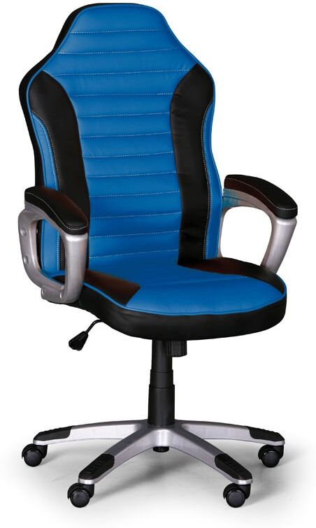 B2B Partner Leder-Bürosessel, Leder-Gamigstuhl SPORT, schwarz/blau