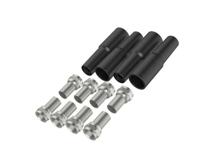 Antennensteckdose HAMA SAT Anschluss Set, F Stecker Wetterschutzhülle, Innenleiterbefestigung , silber (silber, schwarz), Steckdosen, Antennensteckdose