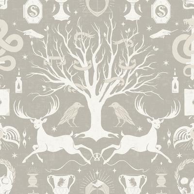 Harry Potter Horcrux Grey Damask Peel and Stick Wallpaper by RoomMates
