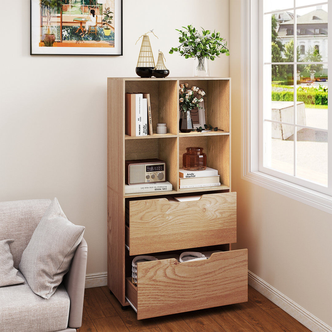17 Stories 130cm H x 70cm W Book Cabinet Bookcase Yellow 130cm H X 70cm W X 34cm D