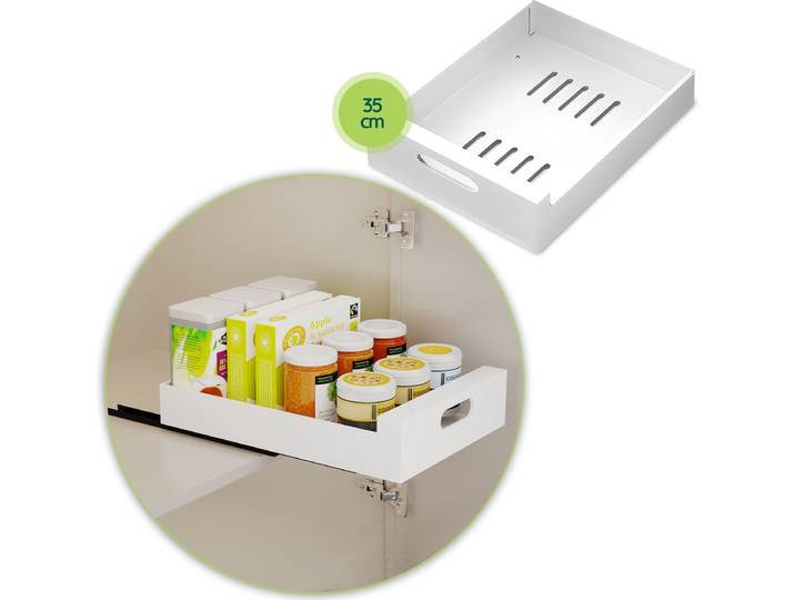 Keukenkast organizer ladesysteem - Gootsteenkast Organizer - Schuiflade Keukenkast Wit - Uitschuifbare Lade Maken 35 CM