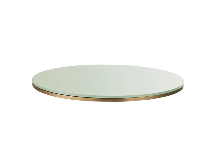 Professionelle runde Tischplatte aus grünem Hartglas für den Innenbereich, für 2 Personen, Durchmesser 70 cm