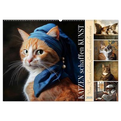 Katzen schaffen Kunst (Wandkalender 2026 DIN A2 quer), CALVENDO Monatskalender