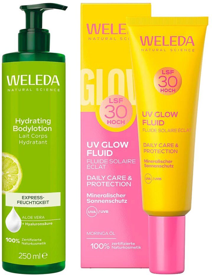 Weleda Hydrating Bodylotion & Uv Glow Fluid 1Set