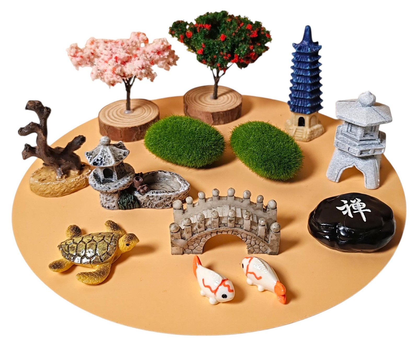 Solidchoice Mini Zen Tuin Accessoires Set met 12 Figuren voor op je Tafelblad