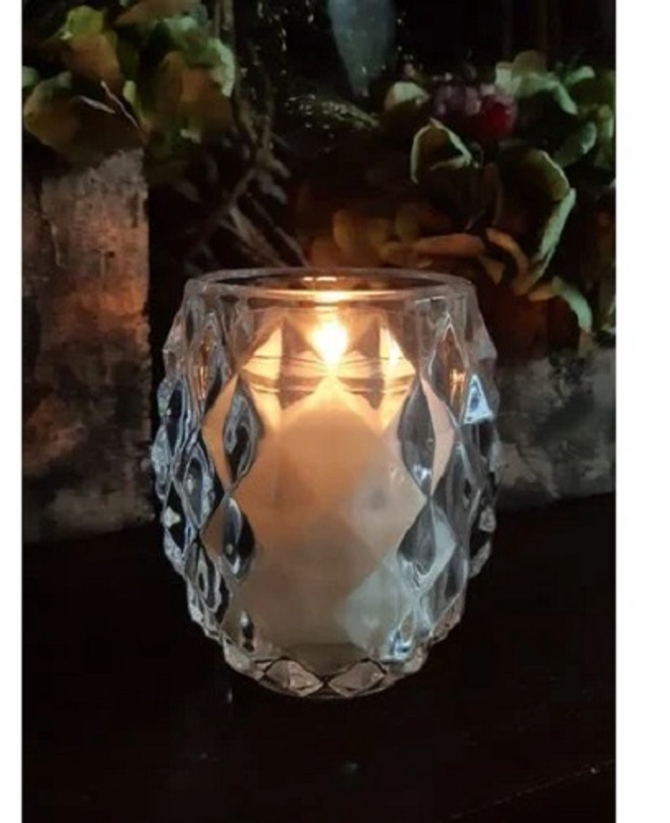 Bolsius Relight refillkaarsen houder diamant transparant - 4 stuks