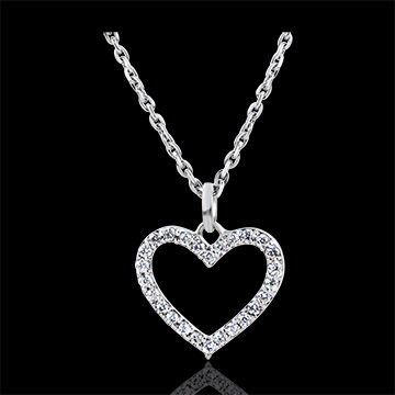 Edenly AnhÃ¤nger Vielfalt - Verzaubertes Herz - 18 Karat WeiÃŸgold und Diamante