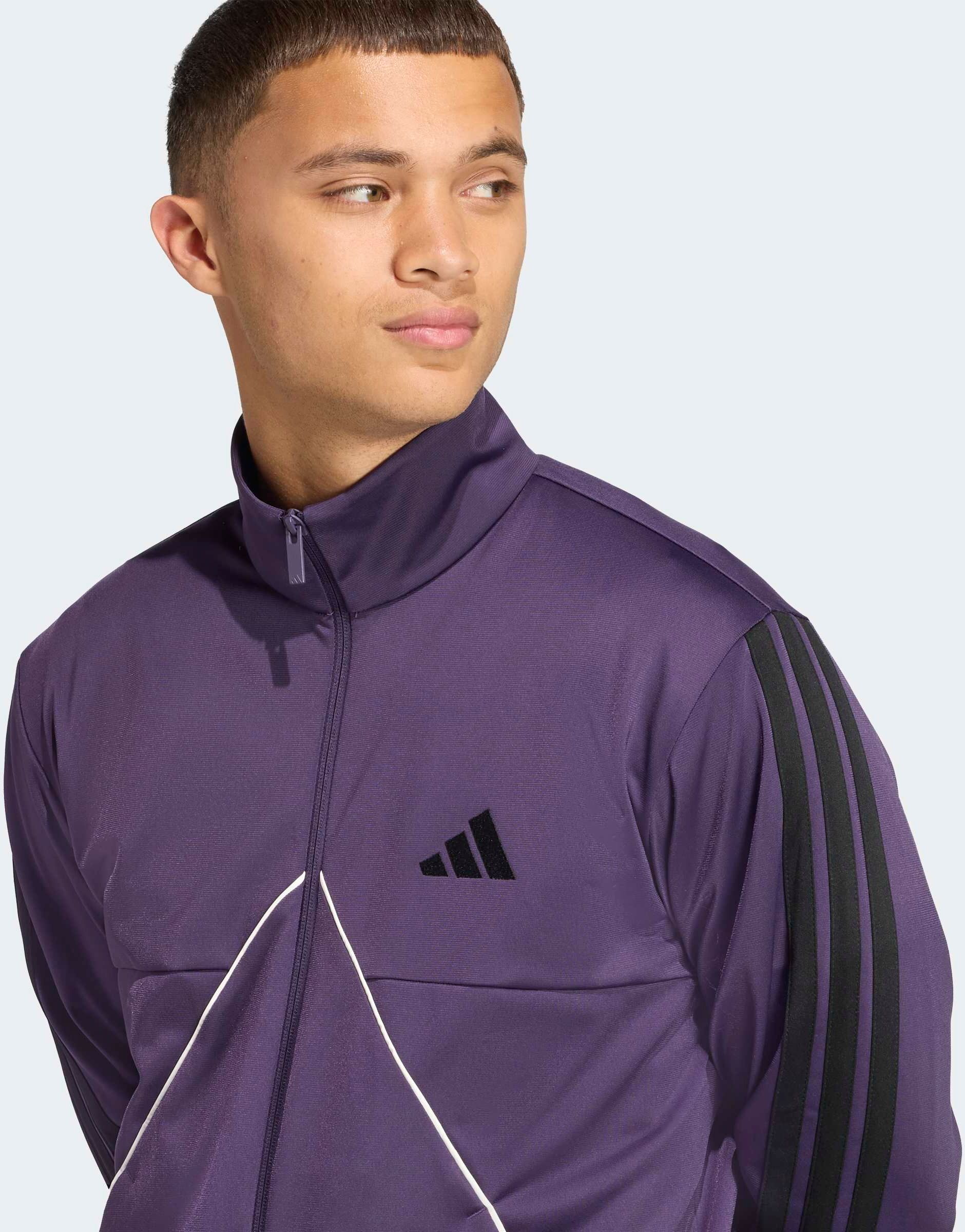 Trainingsanzug ADIDAS SPORTSWEAR "SPORTSWEAR TRICOT TIRO-INSPIRED", Herren, Gr. XL, lila (aurora plum), Obermaterial: 100% Polyester, Sportanzüge Trainingsanzug, Trikot Tracksuit aurora plum XL