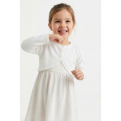 Bolero HAPPY GIRLS "cardigan", Mädchen, Gr. 152, weiß, Strick, Obermaterial: 100% Baumwolle, unifarben, bauchfrei, Rundhals, Strickjacken Bolero, vorne mit schönen Zierperlen bestickt