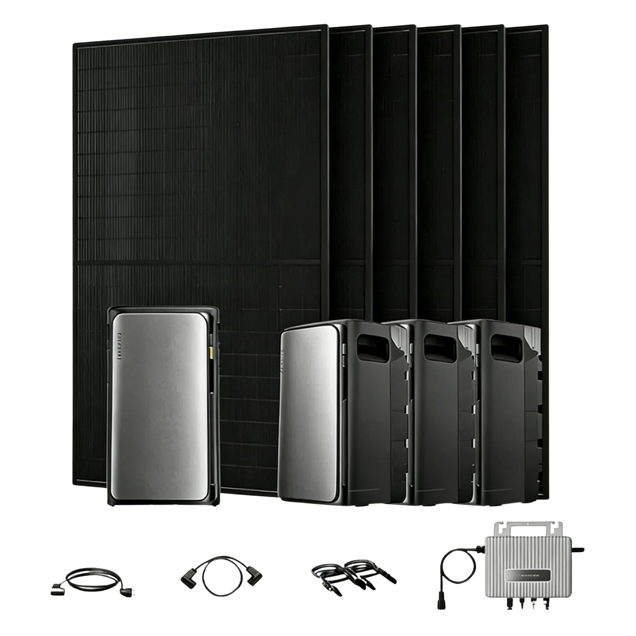 Powerness Balkonkraftwerk mit Speicher 7680Wh, Ecoflow Stream Ultra mit AC Pro Speicher x3 und SUNPRO 3000W Full Black Bifaziale Solarmodule (0% MwSt)