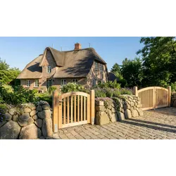 Douglasie Classic Einzeltür 100 x 100 auf 112 cm – Holztor aus naturbelassenem Holz – Gartenpforte in Hochbogenform – Gartentür für sicheren Garten