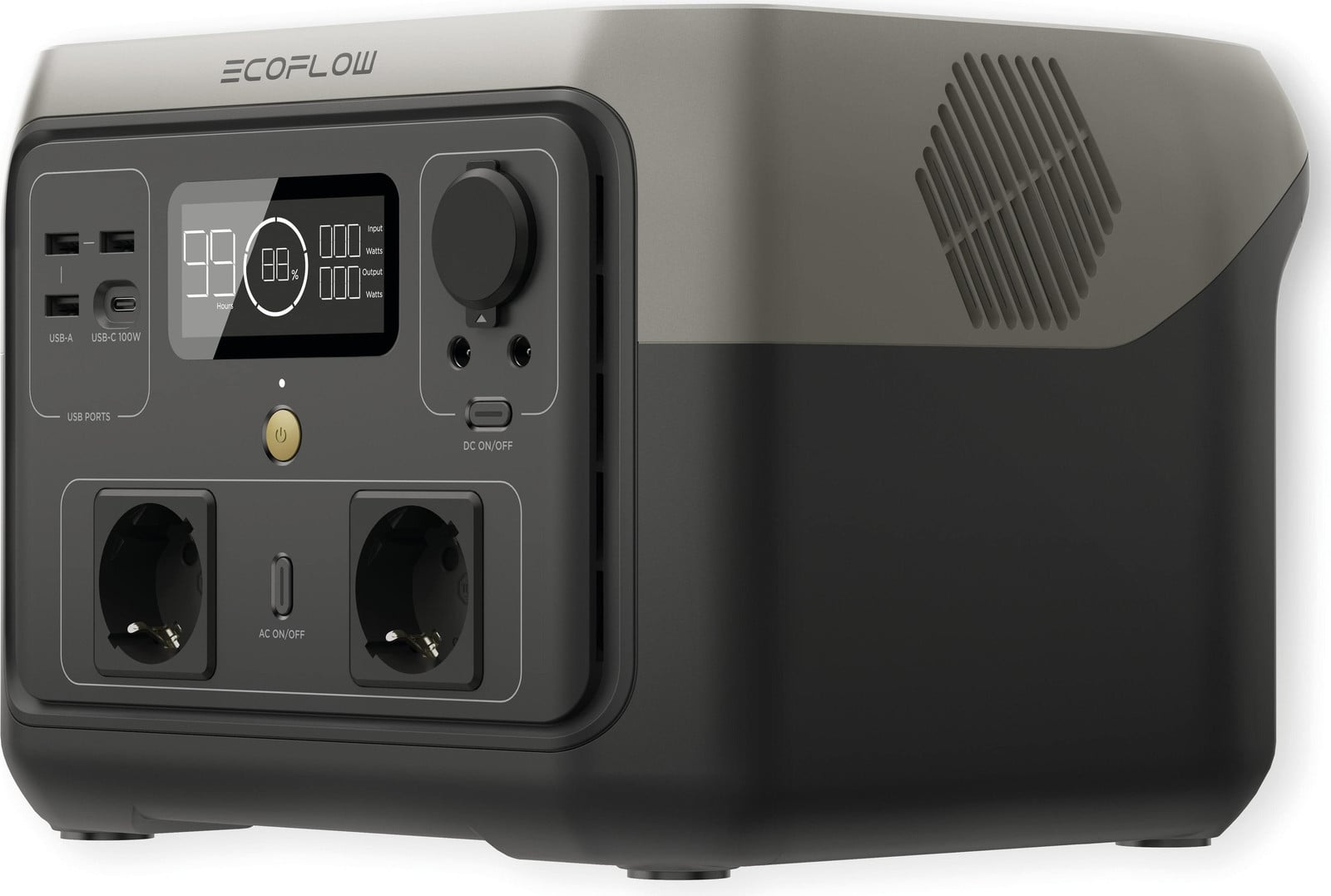 EcoFlow River 2 MAX draagbare powerstation, 512Wh, zwart/grijs