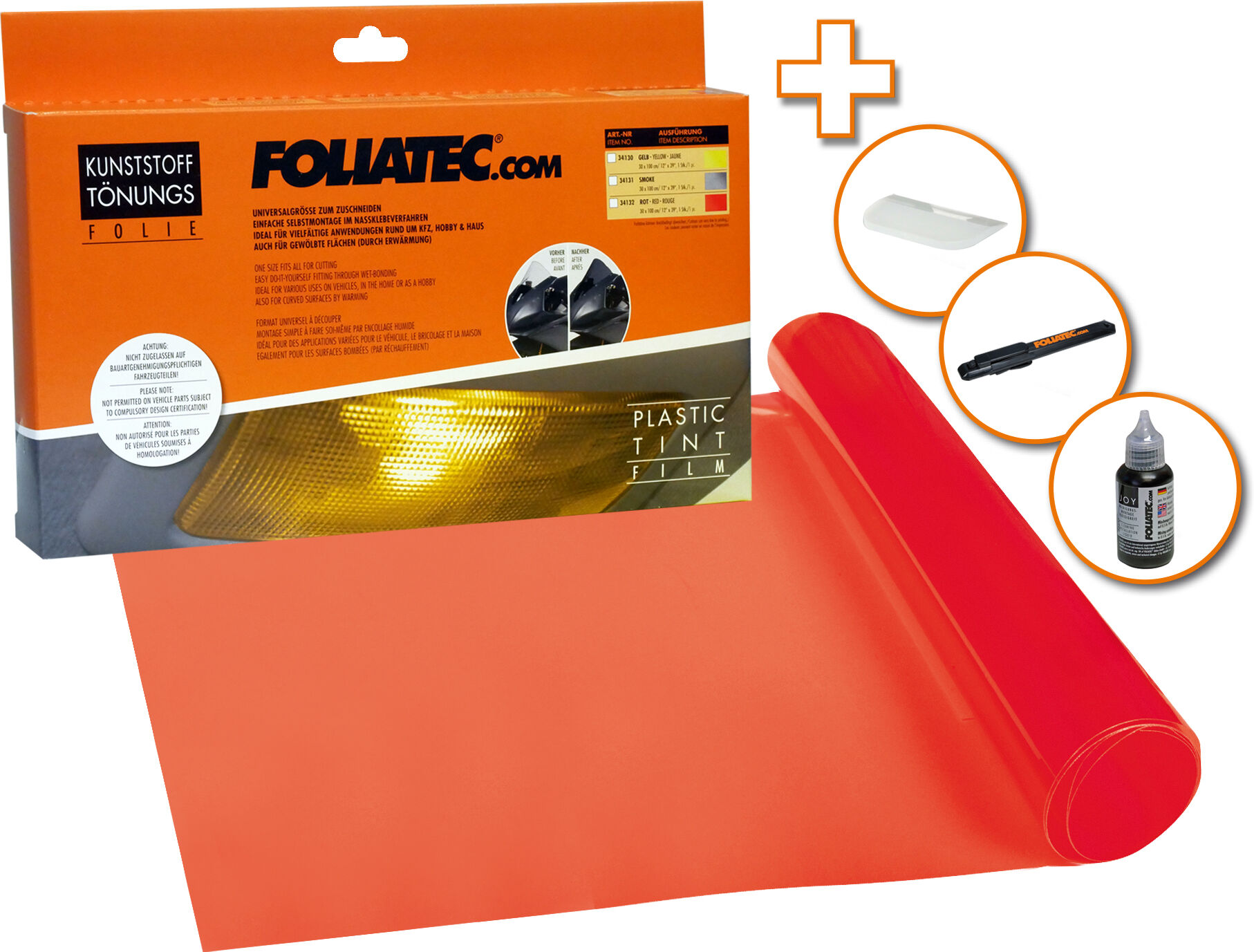 Foliatec Designfolie, Innenraum Kunststoff Tönungsfolie, Rot 34132