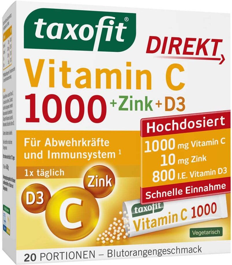 Taxofit Vitamin C 1000 + Zink+ D3 Direkt Granulat 20stk