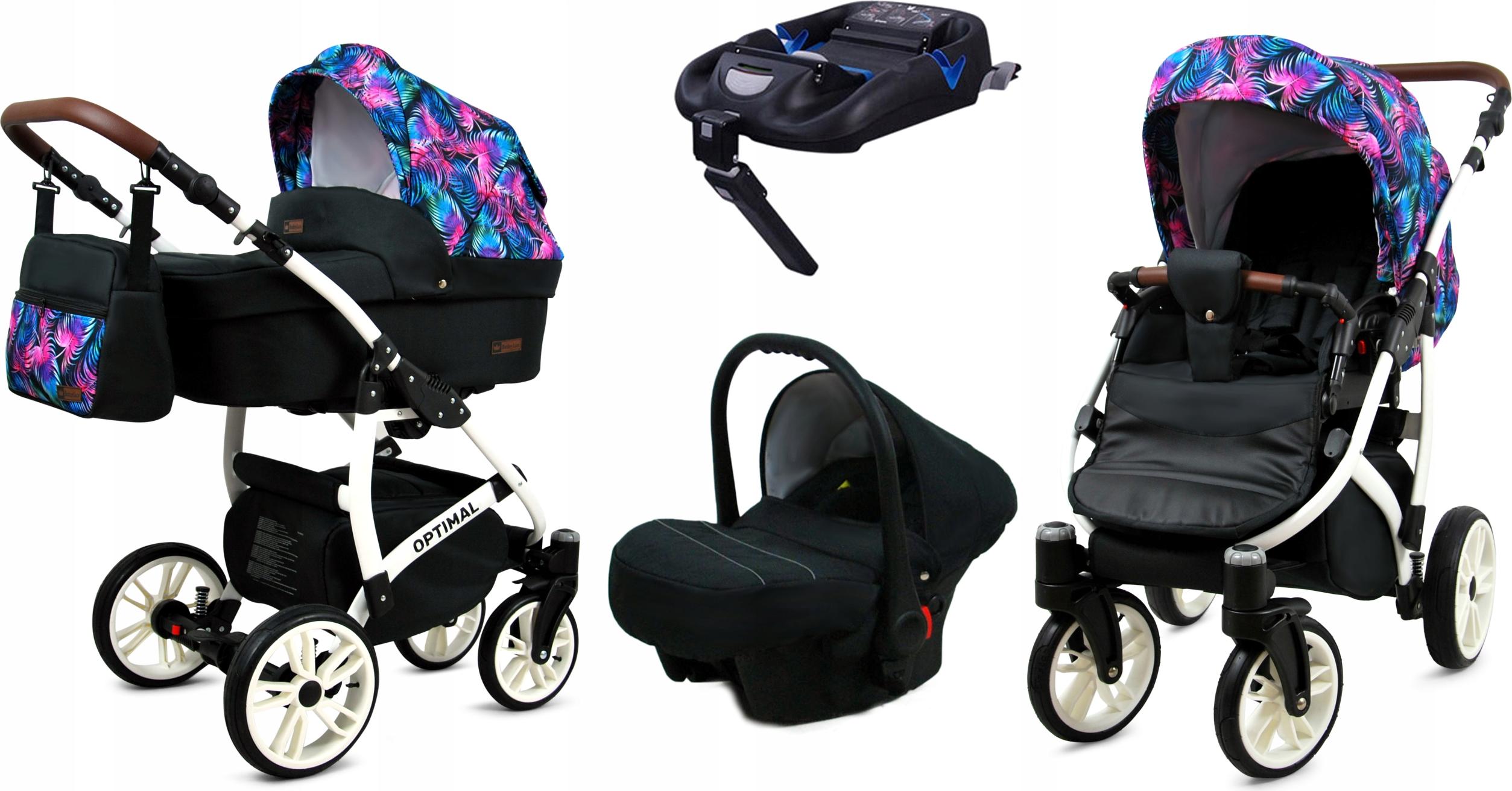 BabyLux Optimal | 4in1 Kinderwagen Set | Colorful Feathers | Kombikinderwagen | Kinderwagenset