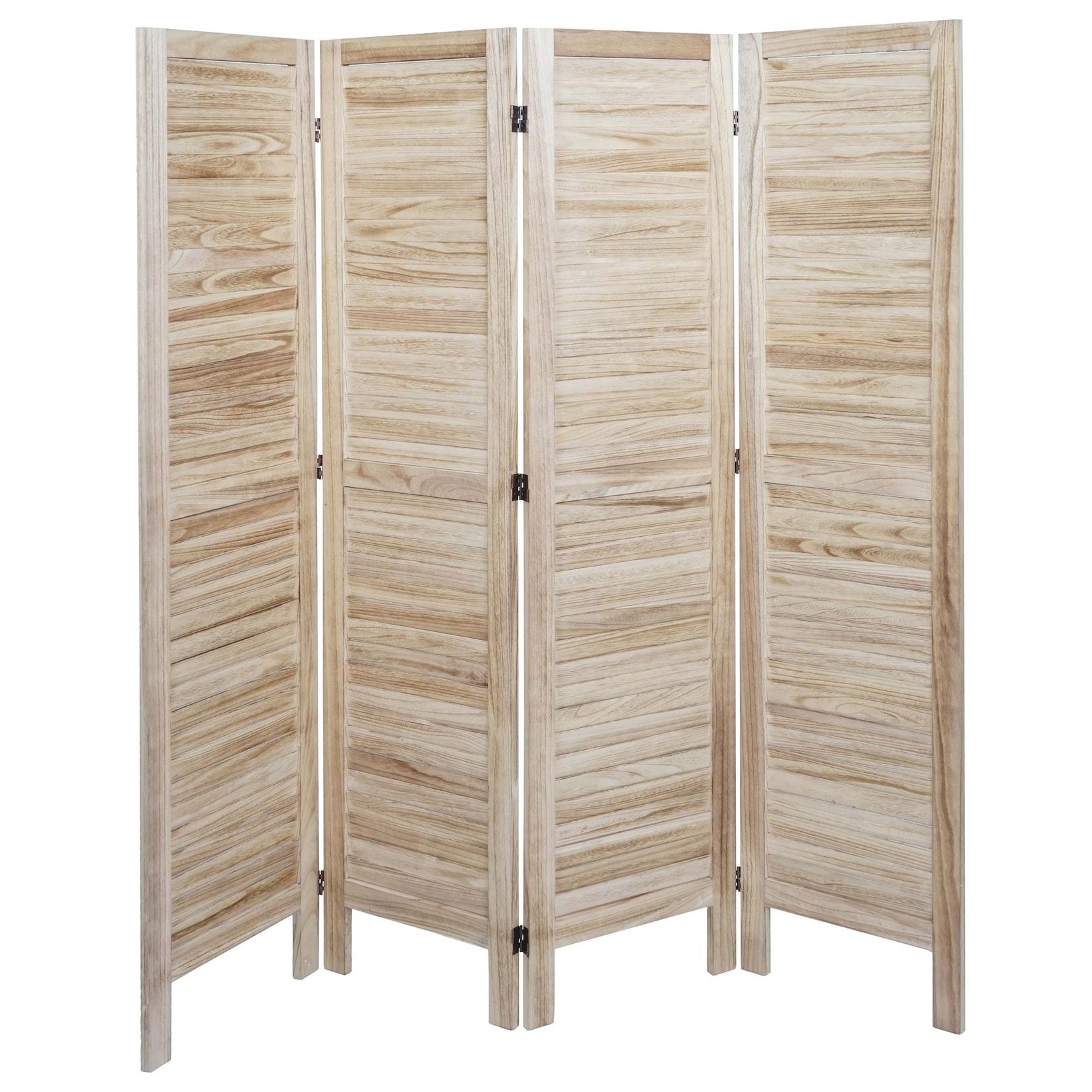 Paravent MCW-G30, Trennwand Sichtschutz Raumteiler, Shabby-Look 170x162cm ~ hellbraun