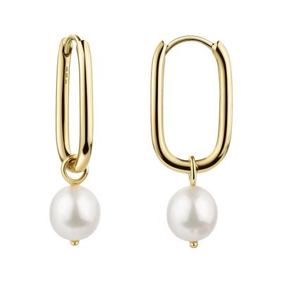 Paar Creolen CELESTA "925 Sterling Silber vergoldet Perle", gold (gelb), Ohrringe, Damen, one-size, Silber 925 (Sterlingsilber)